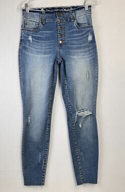 KUT from the Kloth Connie High Rise Ankle Skinny Jeans Distressed Blue Women's 4